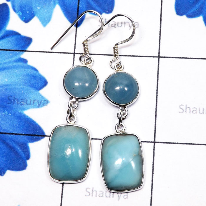 Blue Aragonite, Aquamarine I - SBA998-Sterling 925 Silver Manufacturer Lightweight Blue Aragoni Blue Aragonite, Aquamarine I - SBA998-Sterling 925 Silver Manufacturer Lightweight Blue Aragoni