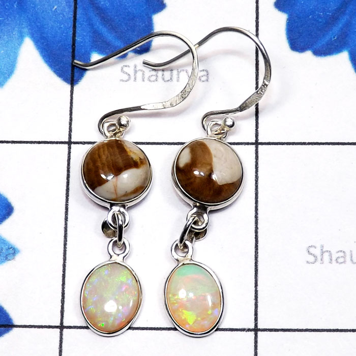Peanut Wood, Ethiopian Opal D - SPW994-Peanut Wood Made in 925 Silver Handmade Fancy Earring Peanut Wood, Ethiopian Opal D - SPW994-Peanut Wood Made in 925 Silver Handmade Fancy Earring