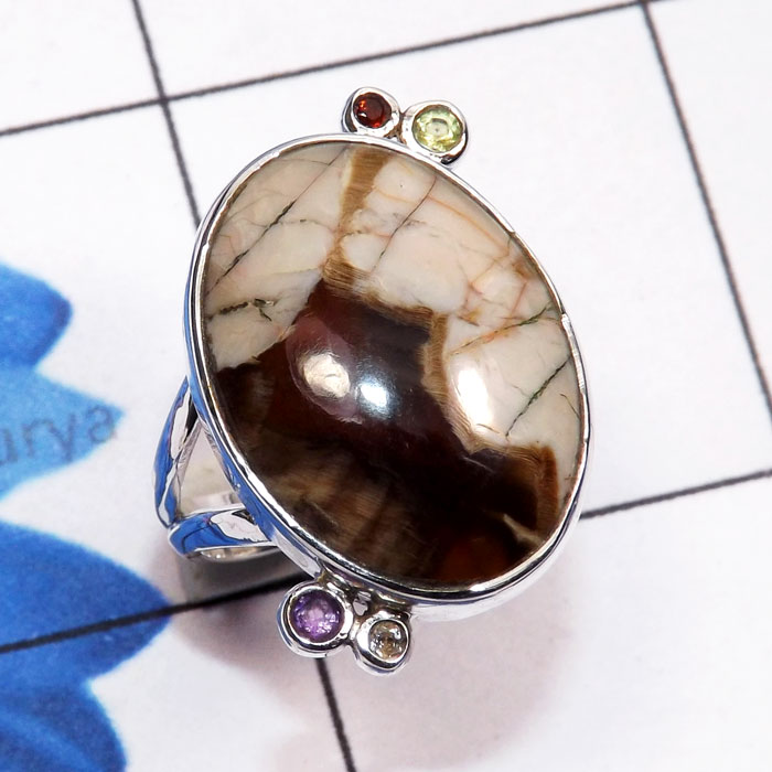 Peanut Wood C - SPW993-Peanut Wood Genuine Gemstone Made in 925 Silver Fancy Rin Peanut Wood C - SPW993-Peanut Wood Genuine Gemstone Made in 925 Silver Fancy Rin