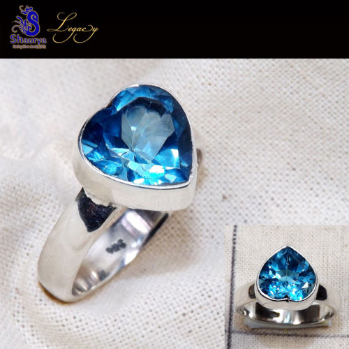 Swiss Blue Topaz O - WFJ960-Neon Blue Apatite, Swiss Blue Topaz Heart Shape Gemstone