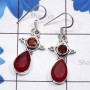 Pink Ruby Corundum n Garnet O - SDE804-925 Sterling Silver with Cut Gemstone Designer Earring
