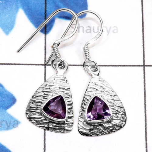Amethyst Cut B - SDE803-Genuine Cut n Cab Gemstone 925 Sterling Silver Lightweigh
