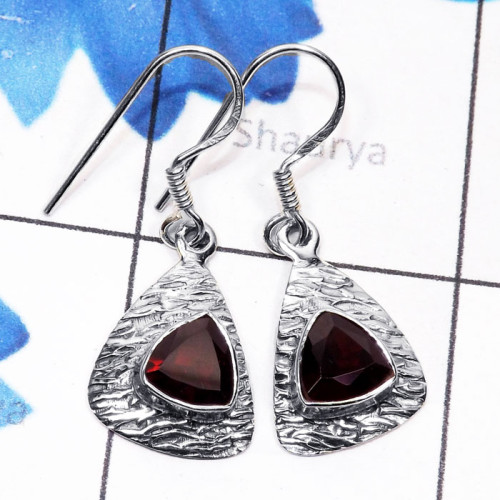 Garnet Cut D - SDE803-Genuine Cut n Cab Gemstone 925 Sterling Silver Lightweigh