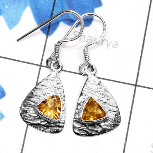 Citrine Cut O - SDE803-Genuine Cut n Cab Gemstone 925 Sterling Silver Lightweigh