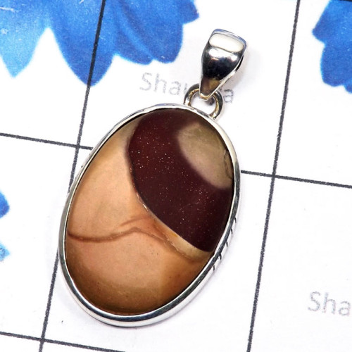 Print Stone D - PSS999-Print Stone 925 Sterling Silver Handmade Plain Pendant