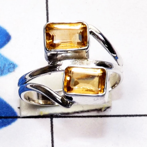 Citrine D - SDR783-Semiprecious Cut Two Gemstone 925 Sterling Silver Handmad