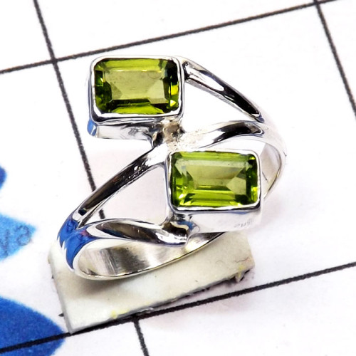 Peridot O - SDR783-Semiprecious Cut Two Gemstone 925 Sterling Silver Handmad