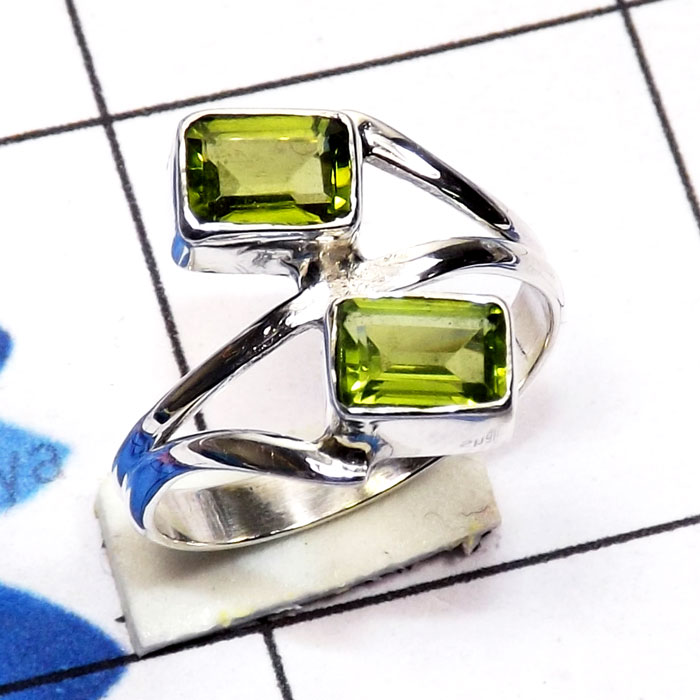 Peridot O - SDR783-Semiprecious Cut Two Gemstone 925 Sterling Silver Handmad