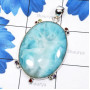Larimar F - LDS978-Larimar with Cut Gemstone 925 Sterling Silver Huge Pendan