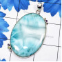 Larimar O - LDS978-Larimar with Cut Gemstone 925 Sterling Silver Huge Pendan