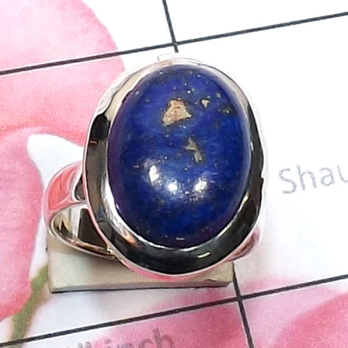 Lapis E - PSR875-Genuine Cab Gemstone 925 Sterling Silver Stunning Ring