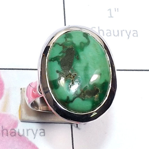 Tibet Turquoise F - PSR875-Genuine Cab Gemstone 925 Sterling Silver Stunning Ring
