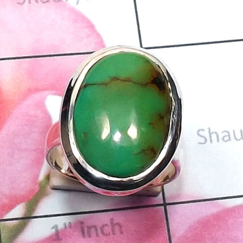 Tibet Turquoise H - PSR875-Genuine Cab Gemstone 925 Sterling Silver Stunning Ring