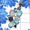 Blue Aragonite, Rainbow Cut D - SBA994-Blue Aragonite with Semiprecious Cut n Cab Gemstone 925 S