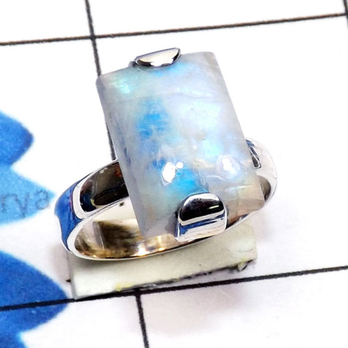 Rainbow Moonstone A - SPR966-Semiprecious Gemstone 925 Sterling Silver Handmade Trendy