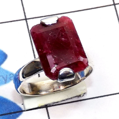 Pink Ruby Corundum B - SPR966-Semiprecious Gemstone 925 Sterling Silver Handmade Trendy