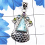 Larimar B - LDS976-Larimar with Semiprecious Cut Gemstone 925 Sterling Silve