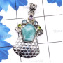 Larimar O - LDS976-Larimar with Semiprecious Cut Gemstone 925 Sterling Silve