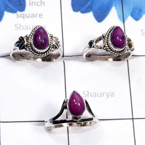 3 Pcs Purple Turquoise B - RBS971-Semiprecious Cab Purple Turquoise 925 Sterling Silver Han 3 Pcs Purple Turquoise B - RBS971-Semiprecious Cab Purple Turquoise 925 Sterling Silver Han