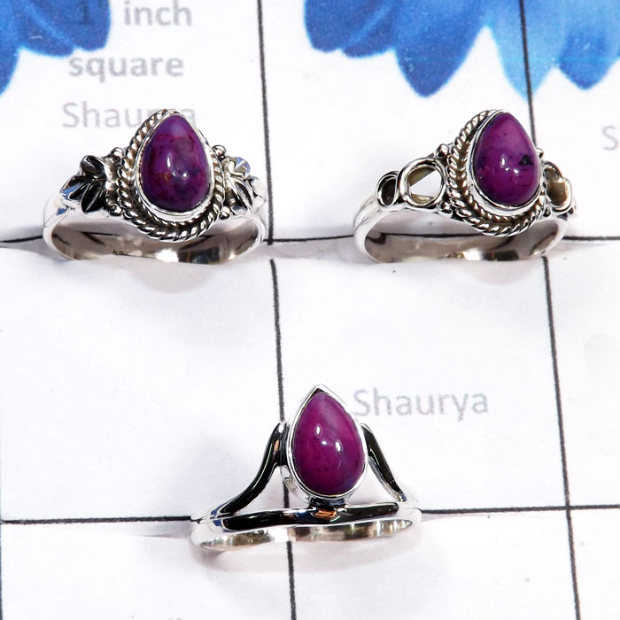 3 Pcs Purple Turquoise B - RBS971-Semiprecious Cab Purple Turquoise 925 Sterling Silver Han 3 Pcs Purple Turquoise B - RBS971-Semiprecious Cab Purple Turquoise 925 Sterling Silver Han
