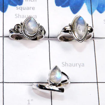 3 Pcs Rainbow Moonstone B - RBS970-Sterling 925 Silver with Cab Rainbow Moonstone Lightweigh 3 Pcs Rainbow Moonstone B - RBS970-Sterling 925 Silver with Cab Rainbow Moonstone Lightweigh