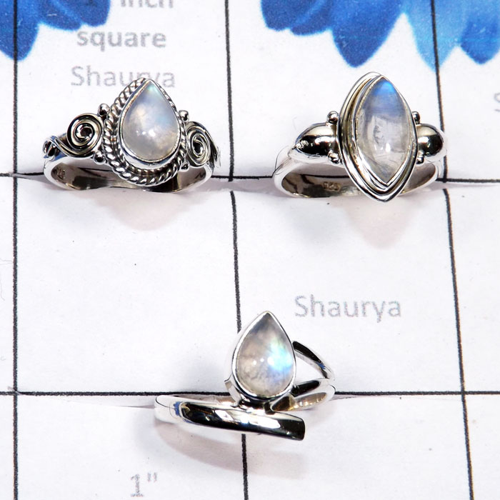 3 Pcs Rainbow Moonstone B - RBS970-Sterling 925 Silver with Cab Rainbow Moonstone Lightweigh 3 Pcs Rainbow Moonstone B - RBS970-Sterling 925 Silver with Cab Rainbow Moonstone Lightweigh