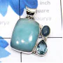 Blue Aragonite, Blue Topaz F - SBA990-925 Silver Manufacturer Blue Aragonite with Semiprecious