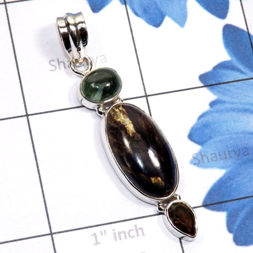 Golden Seraphinite, Smokey, C - SSP942-Black Coral, Chiastolite, K2 Jasper, Golden Seraphinite,