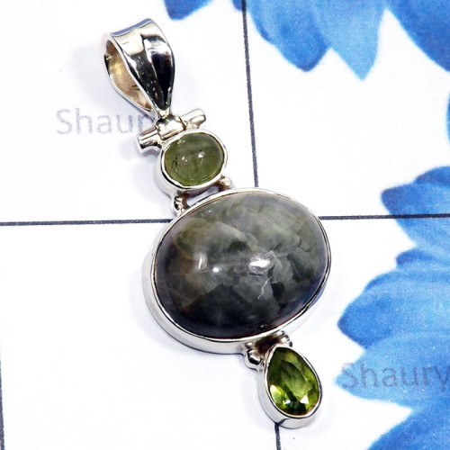 Sage Amethyst, Tourmaline, E - SSP942-Black Coral, Chiastolite, K2 Jasper, Golden Seraphinite,