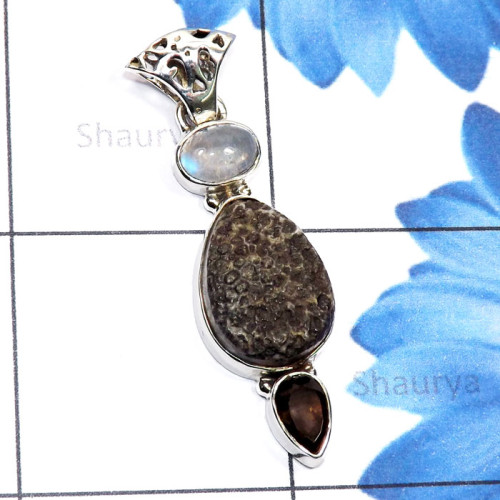 Black Coral Druzy, Rainbow F - SSP942-Black Coral, Chiastolite, K2 Jasper, Golden Seraphinite,