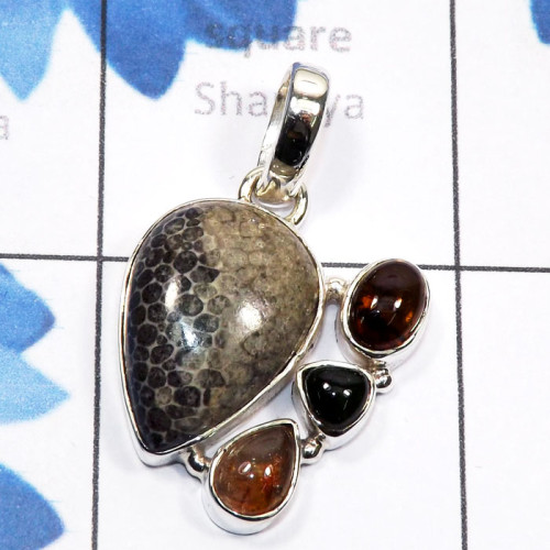 Black Coral, Tourmaline C - SSP939-Green Swiss Opal, Black Coral, Pink Aragonite, Ethiopian 