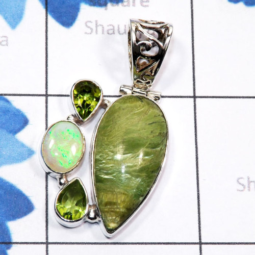 Green Swiss Opal, Ethiopian Opal O - SSP939-Green Swiss Opal, Black Coral, Pink Aragonite, Ethiopian 