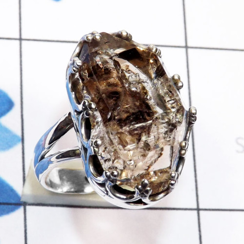 Herkimer Diamond D - SDR781-Genuine Cut n Cab Gemstone Made in 925 Silver Handmade Wh