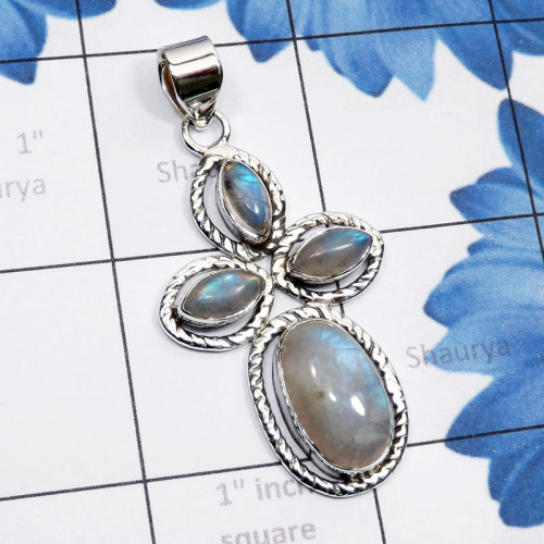 Rainbow Moonstone Cab B - SSP933-Semiprecious Cut n Cab Gemstone Made in 925 Silver Wholes Rainbow Moonstone Cab B - SSP933-Semiprecious Cut n Cab Gemstone Made in 925 Silver Wholes