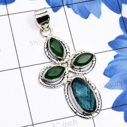 Apatite, Green Emerald Corundum D - SSP933-Semiprecious Cut n Cab Gemstone Made in 925 Silver Wholes Apatite, Green Emerald Corundum D - SSP933-Semiprecious Cut n Cab Gemstone Made in 925 Silver Wholes