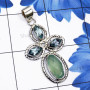 Aqua Chalcedony n Blue Topaz G - SSP933-Semiprecious Cut n Cab Gemstone Made in 925 Silver Wholes