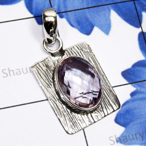 Amethyst Cut C - SSP931-Direct Factory 925 Sterling Silver with Genuine Cut n Cab