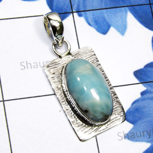 Larimar E - SSP931-Direct Factory 925 Sterling Silver with Genuine Cut n Cab