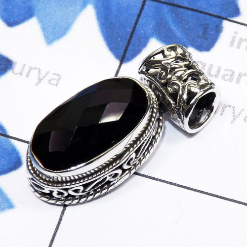 Black Onyx Cut B - SSP929-Sterling 925 Silver Manufacturer Semiprecious Cut n Cab G