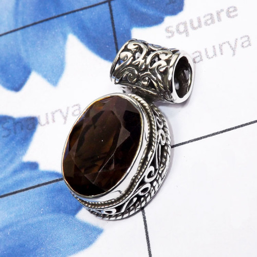 Smokey Cut E - SSP929-Sterling 925 Silver Manufacturer Semiprecious Cut n Cab G