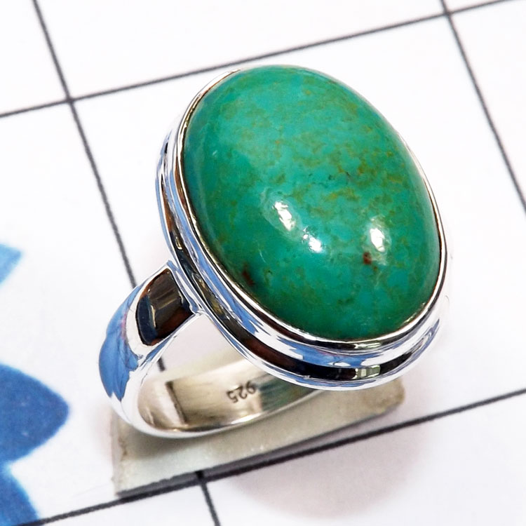 Tibet Turquoise I - PSR871-Genuine Cab Gemstone 925 Silver Handmade Plain Ring Tibet Turquoise I - PSR871-Genuine Cab Gemstone 925 Silver Handmade Plain Ring