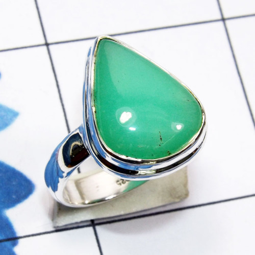 Chrysoprace B - PSR870-925 Sterling Silver Semiprecious Gemstone Stunning Ring Chrysoprace B - PSR870-925 Sterling Silver Semiprecious Gemstone Stunning Ring
