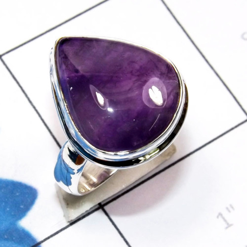 Amethyst Cab F - PSR870-925 Sterling Silver Semiprecious Gemstone Stunning Ring