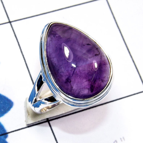 Amethyst Cab O - PSR870-925 Sterling Silver Semiprecious Gemstone Stunning Ring