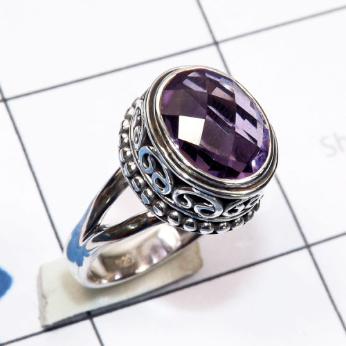 Amethyst Cut C - SDR778-925 Sterling Silver Handmade Semiprecious Gemstone Design