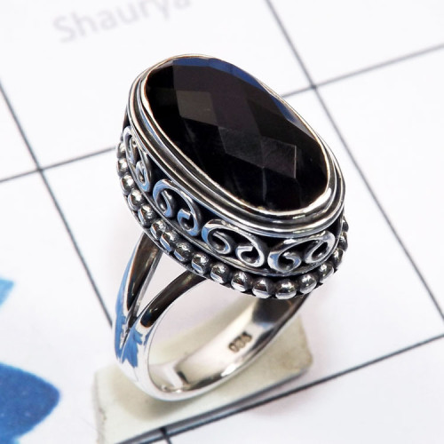 Black Onyx Cut D - SDR778-925 Sterling Silver Handmade Semiprecious Gemstone Design