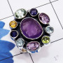 Amethyst Cut, Cut Gemstone B - CLR946-Semiprecious Gemstone 925 Sterling Silver Adjustable Clus