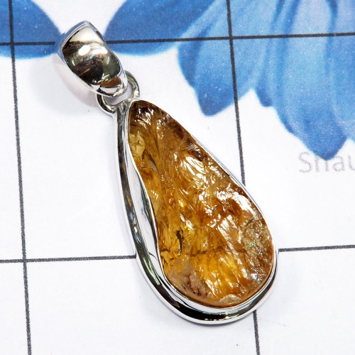 Citrine Rough B - ISP836-Plain 925 Silver Semiprecious Gemstone Handmade Pendant Citrine Rough B - ISP836-Plain 925 Silver Semiprecious Gemstone Handmade Pendant