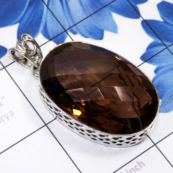 Smokey Quartz B - SD718-Huge Smokey Quartz 925 Sterling Silver Designer Pendant Smokey Quartz B - SD718-Huge Smokey Quartz 925 Sterling Silver Designer Pendant