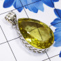 Lemon Quartz E - SD704-Handmade Wholesale Silver Faceted Lemon Quartz Big Pendant